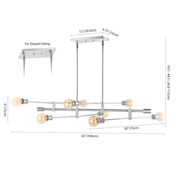 Atlas Modern Vintage Iron Arm-Adjustable LED Chandelier - JONATHAN Y